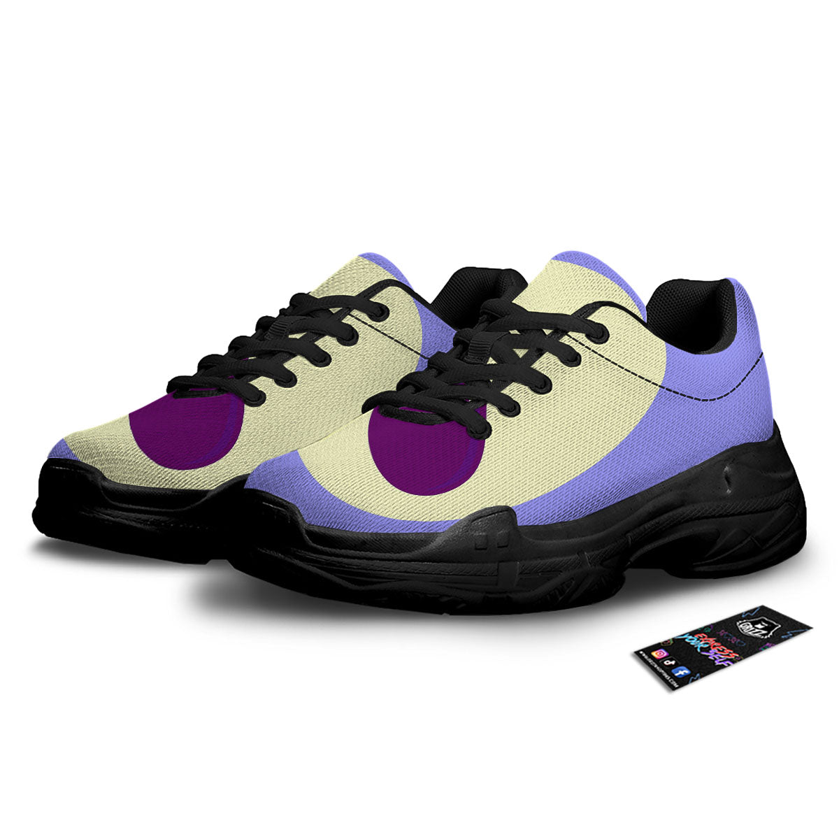 Eggplant Print Black Chunky Shoes-grizzshop