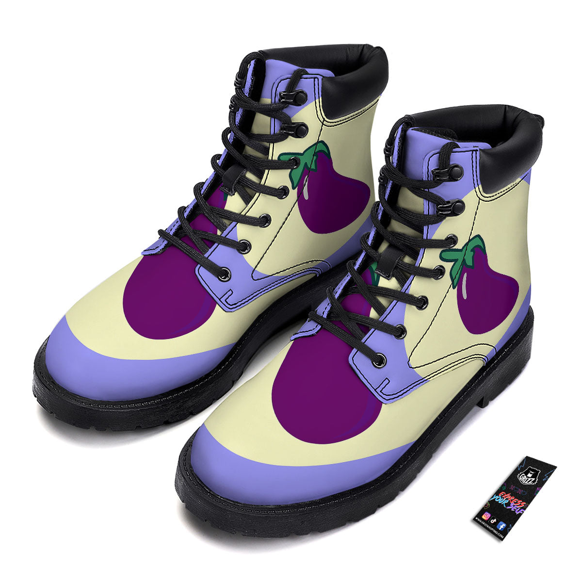 Eggplant Print Boots-grizzshop