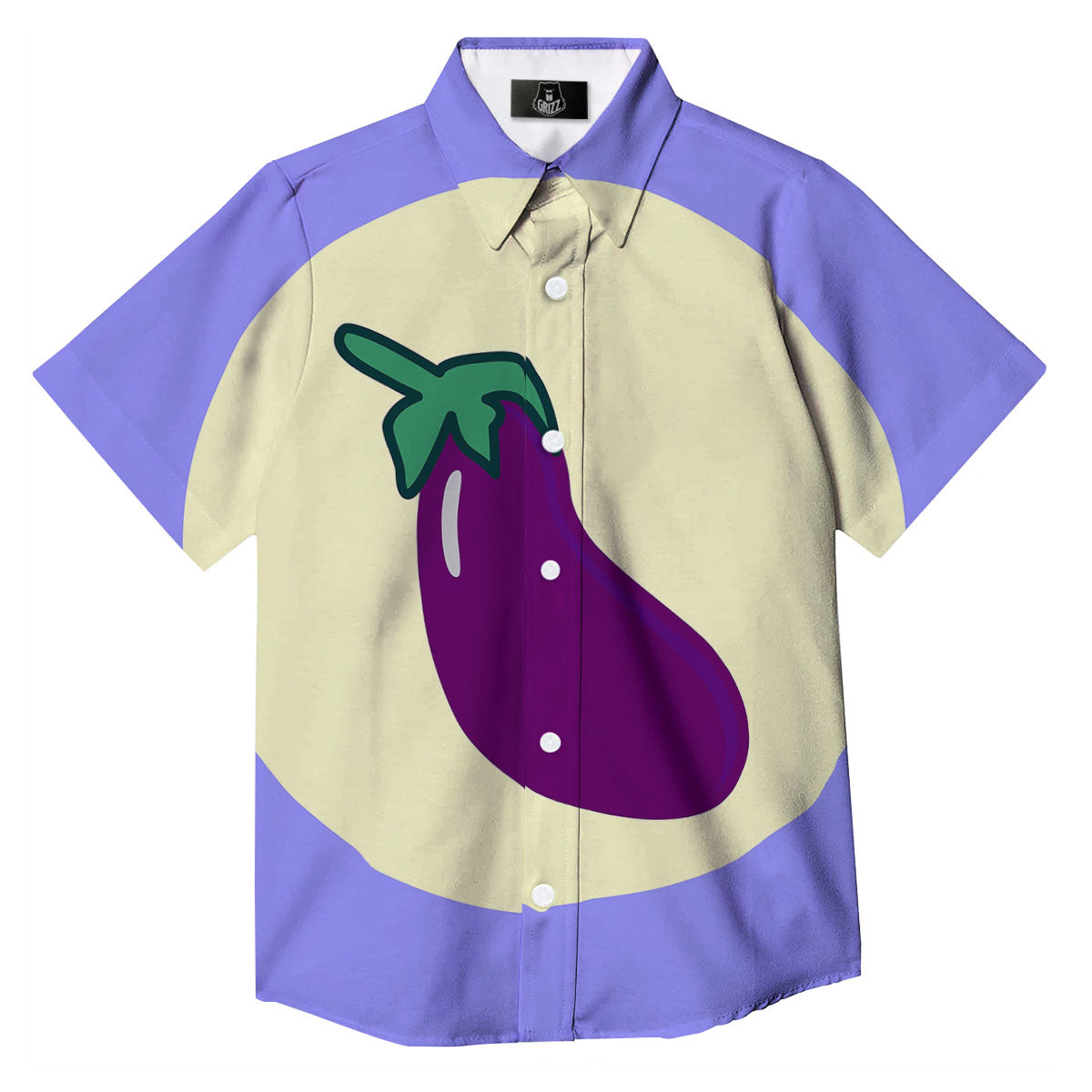 Eggplant Print Button Up Shirt-grizzshop