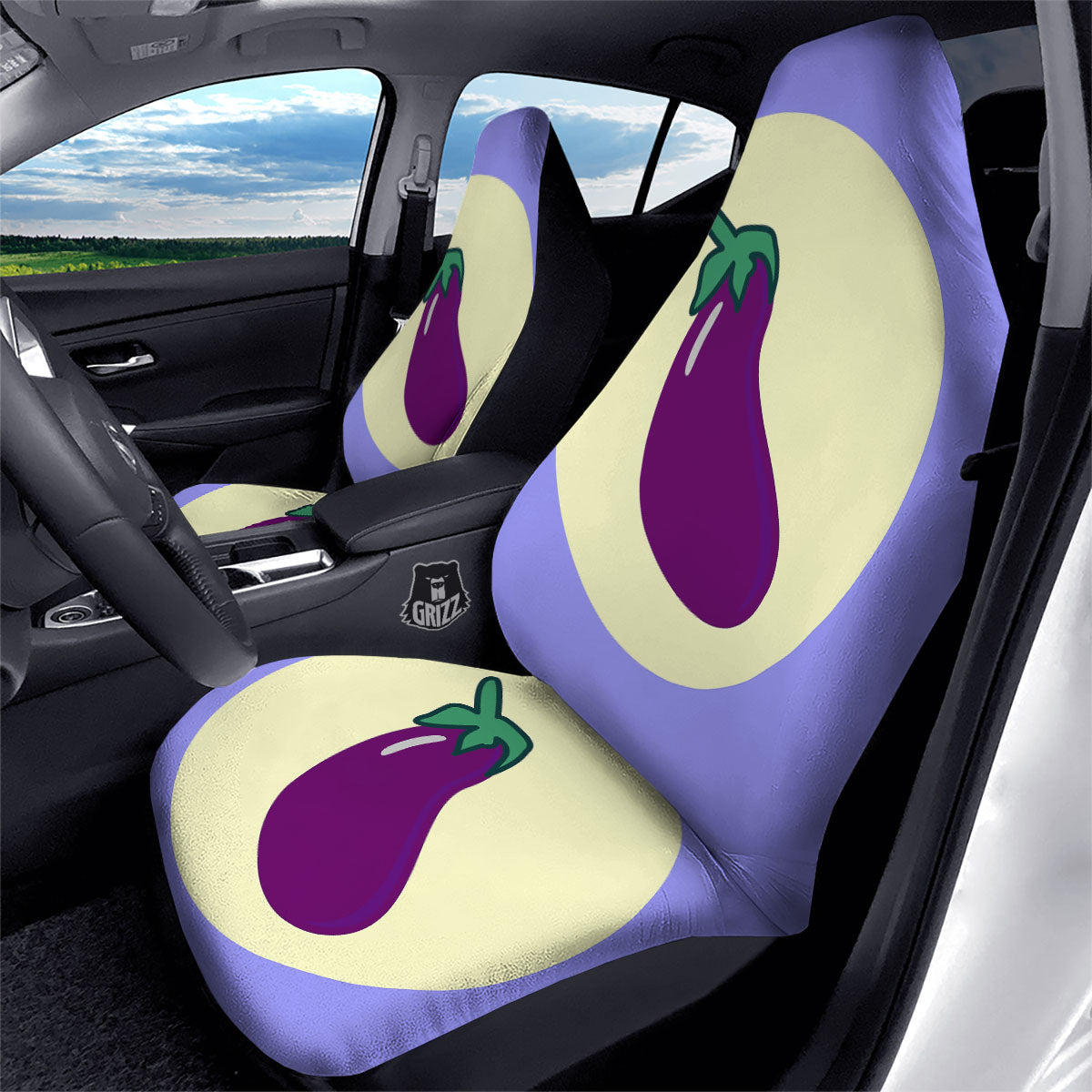 Eggplant Print Car Seat Covers-grizzshop