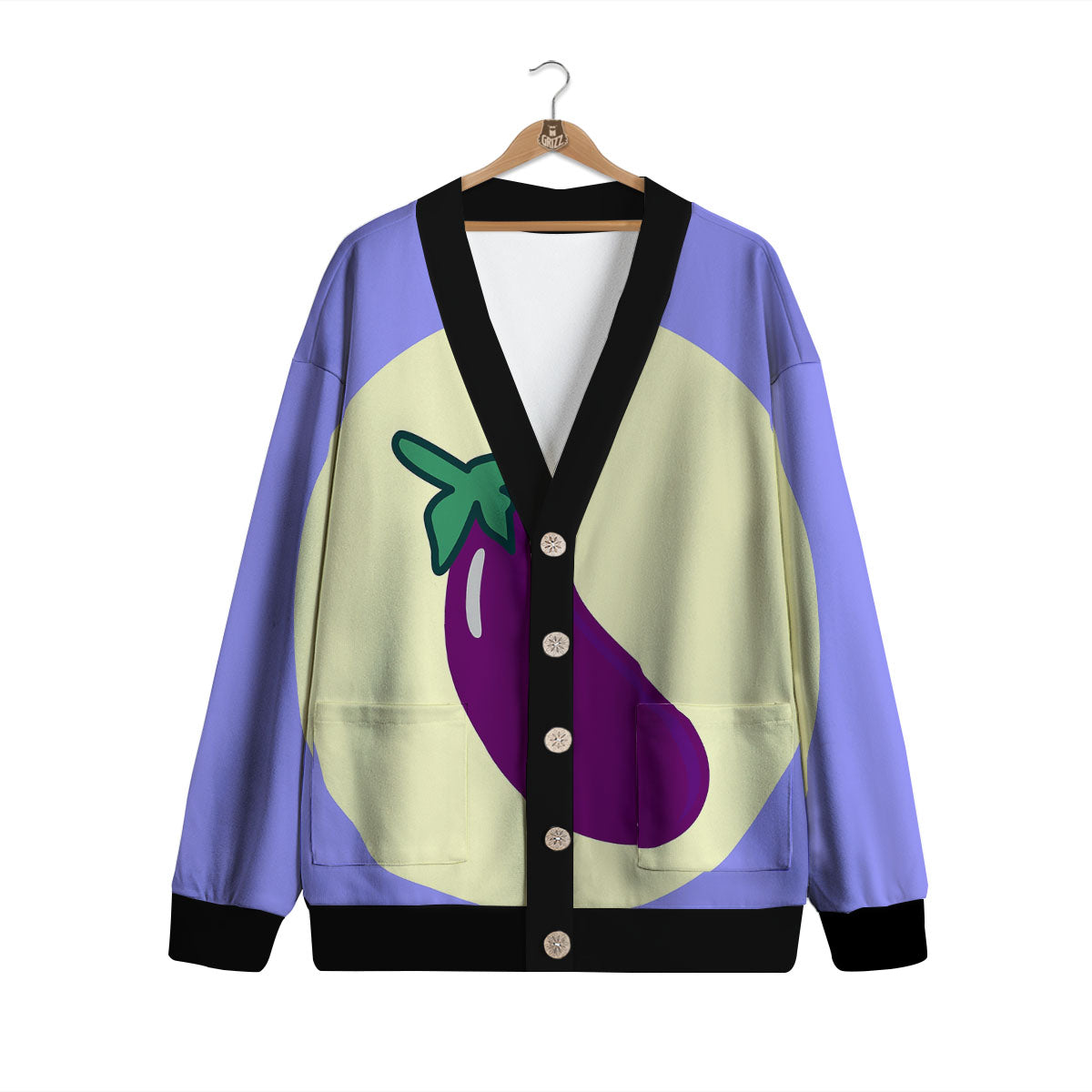 Eggplant Print Cardigan-grizzshop