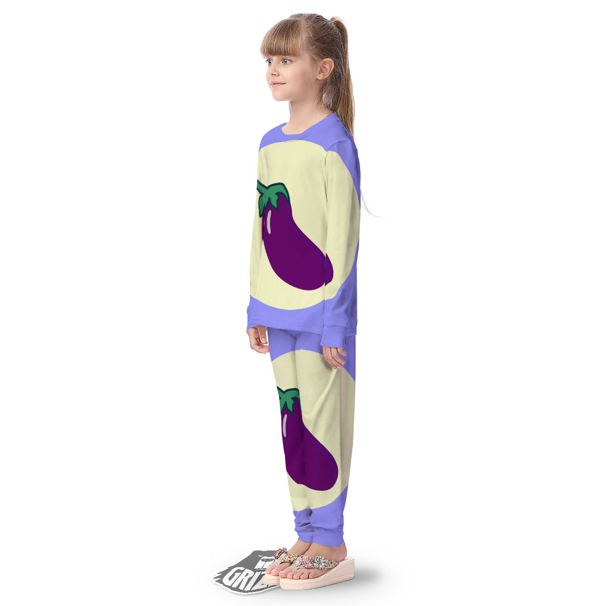 Eggplant Print Kid's Pajamas-grizzshop