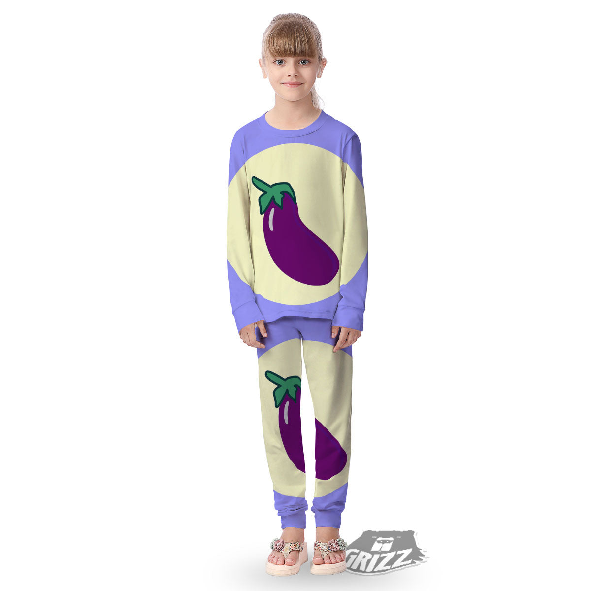 Eggplant Print Kid's Pajamas-grizzshop
