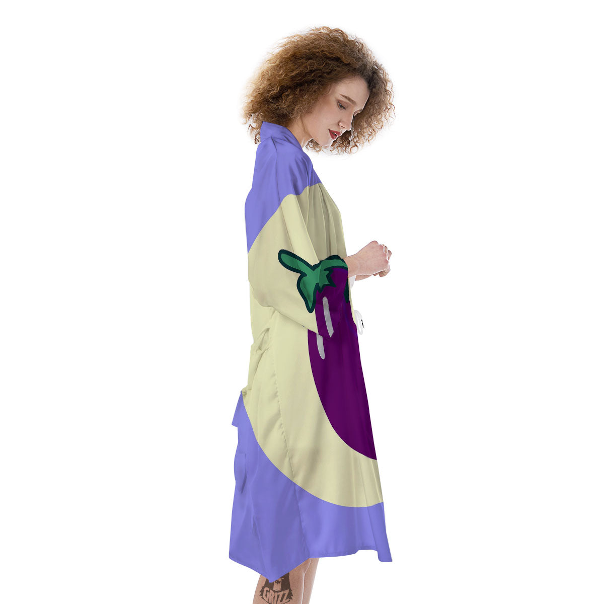 Eggplant Print Kimono-grizzshop