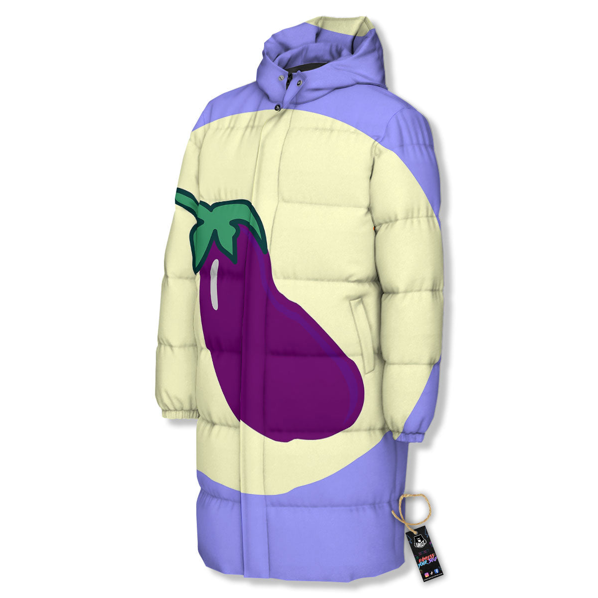 Eggplant Print Long Down Jacket-grizzshop