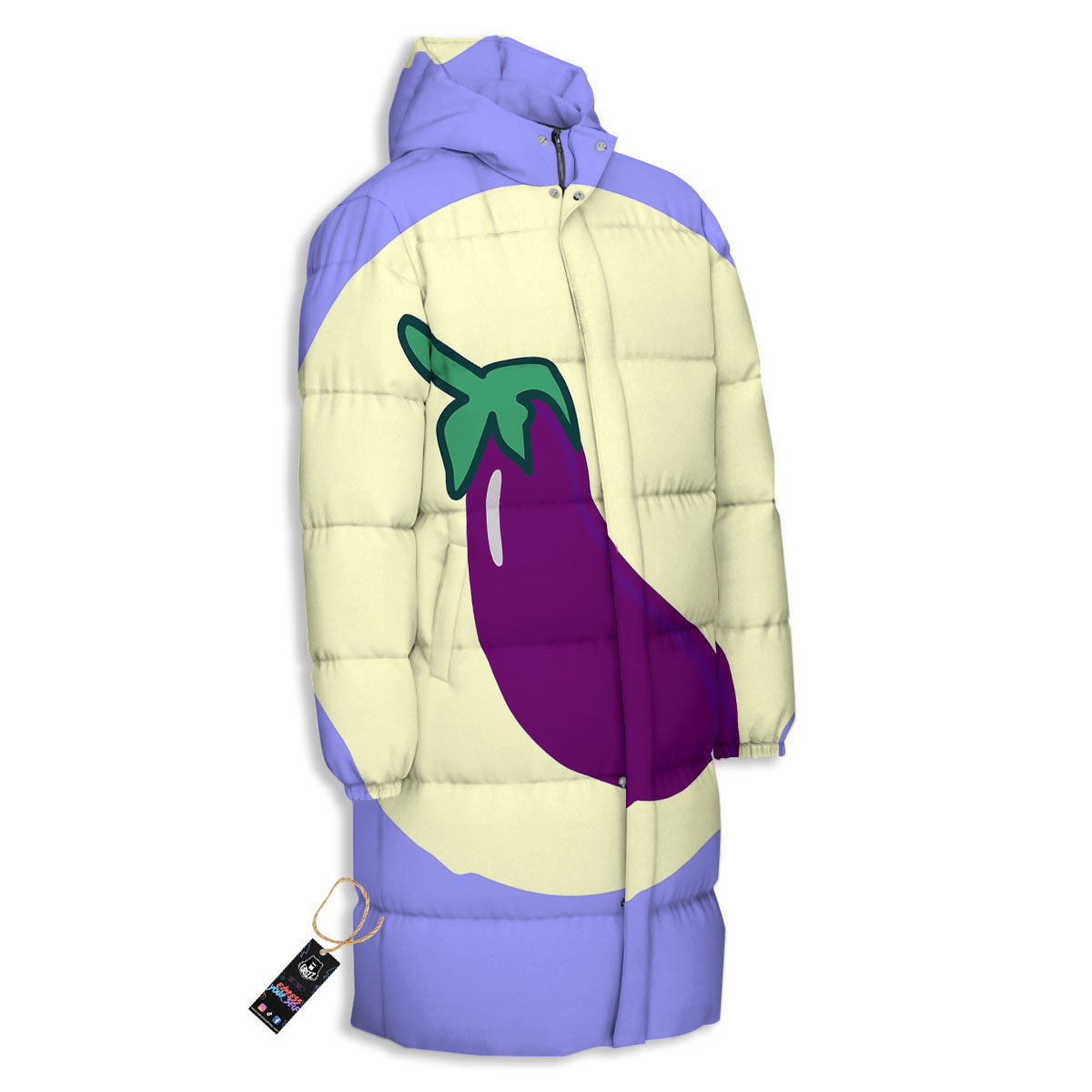 Eggplant Print Long Down Jacket-grizzshop