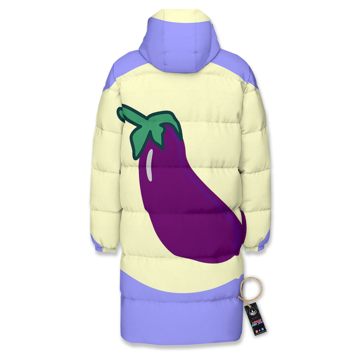 Eggplant Print Long Down Jacket-grizzshop