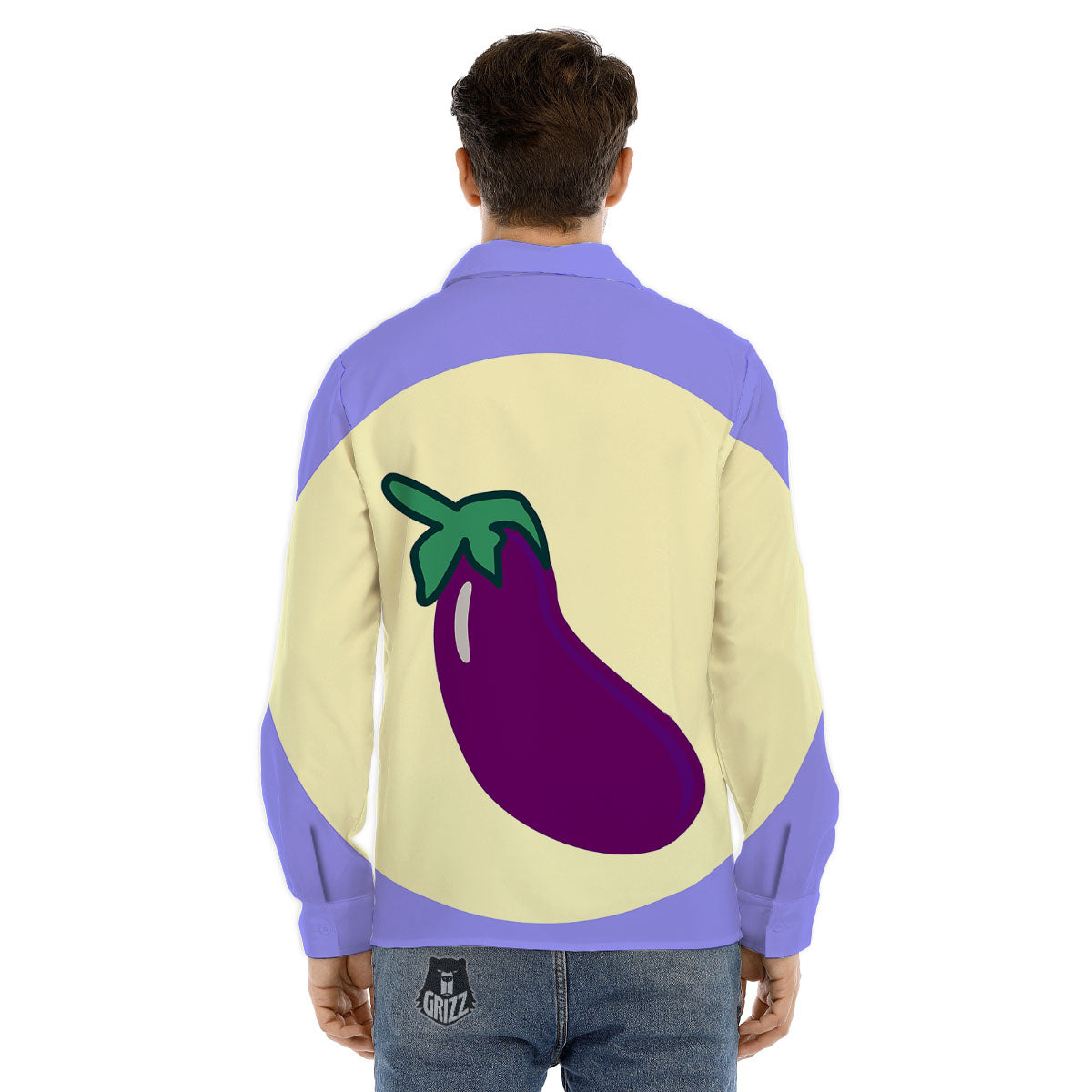 Eggplant Print Men's Dress Shirts-grizzshop