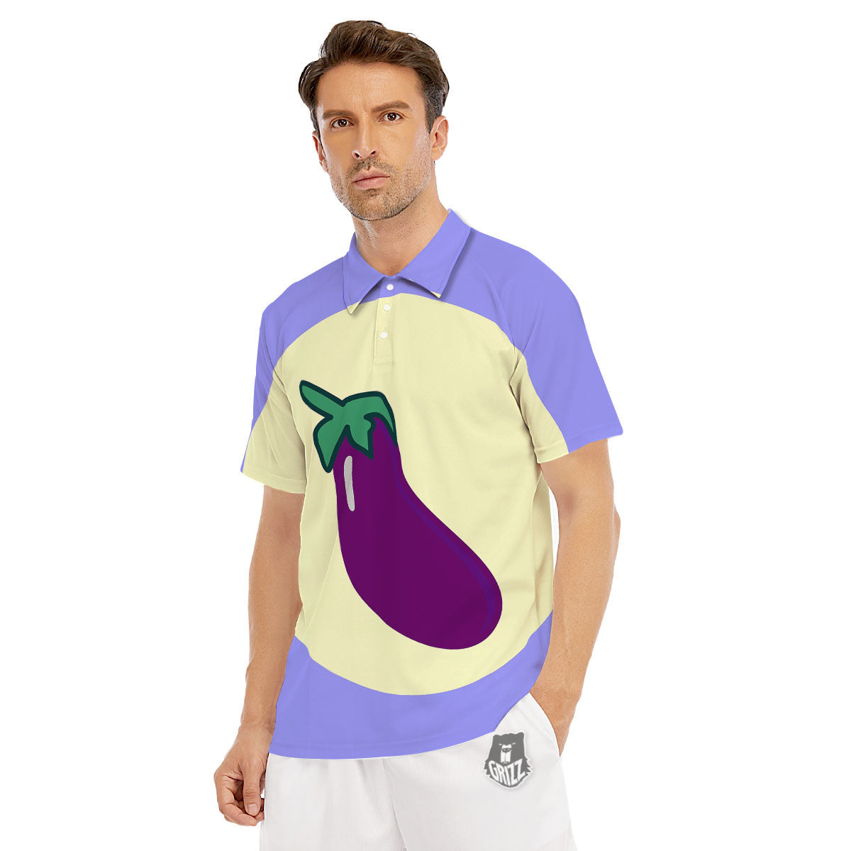 Eggplant Print Men's Golf Shirts-grizzshop
