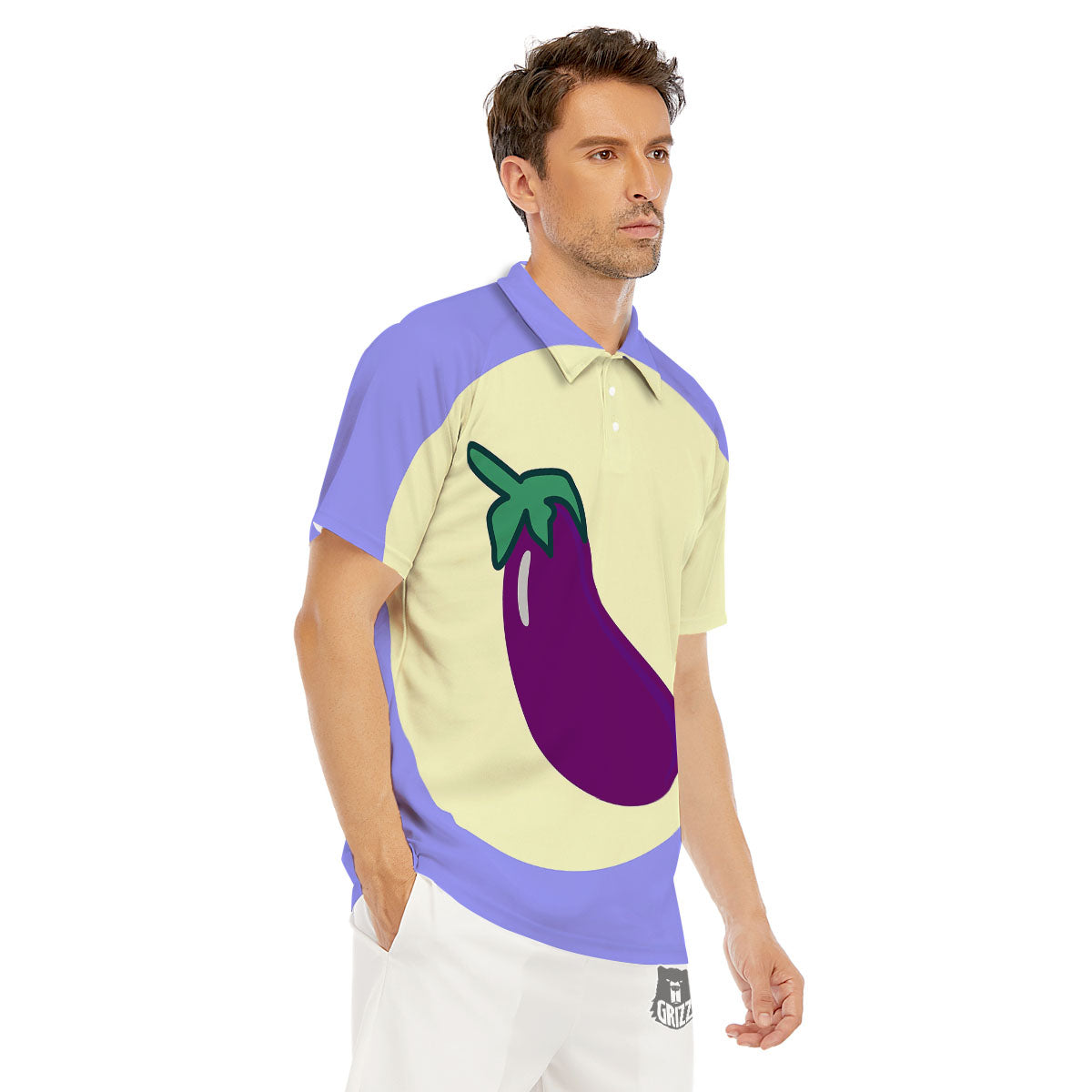 Eggplant Print Men's Golf Shirts-grizzshop