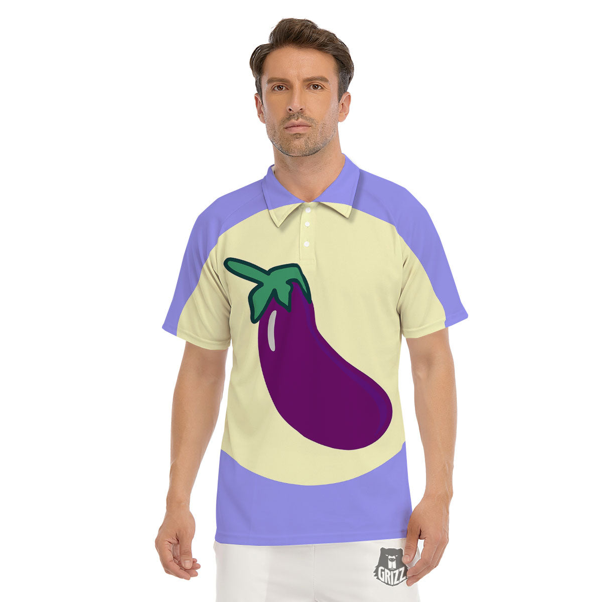 Eggplant Print Men's Golf Shirts-grizzshop