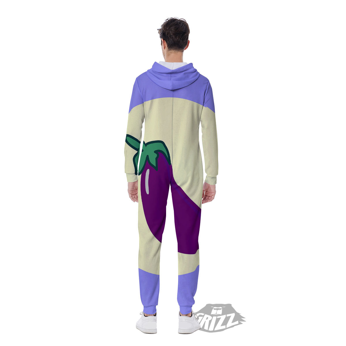 Eggplant Print Men's Jumpsuit-grizzshop