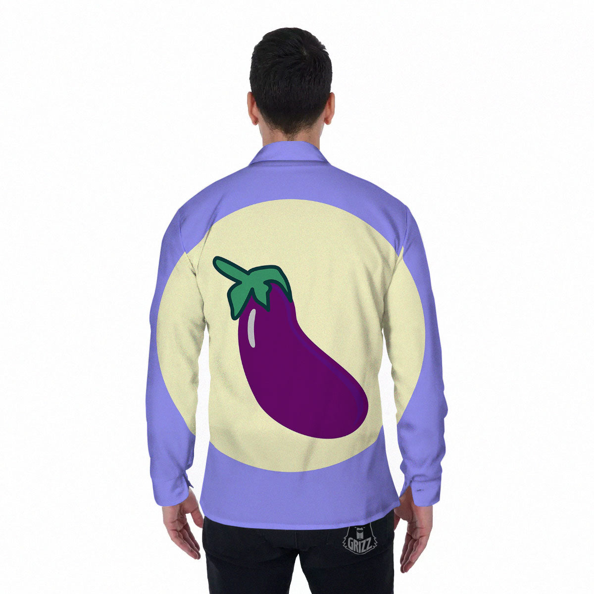 Eggplant Print Men's Long Sleeve Shirts-grizzshop