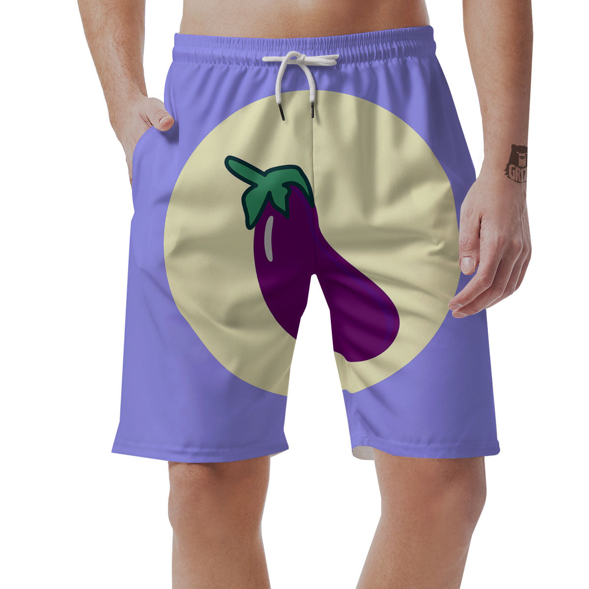 Eggplant Print Men's Shorts-grizzshop