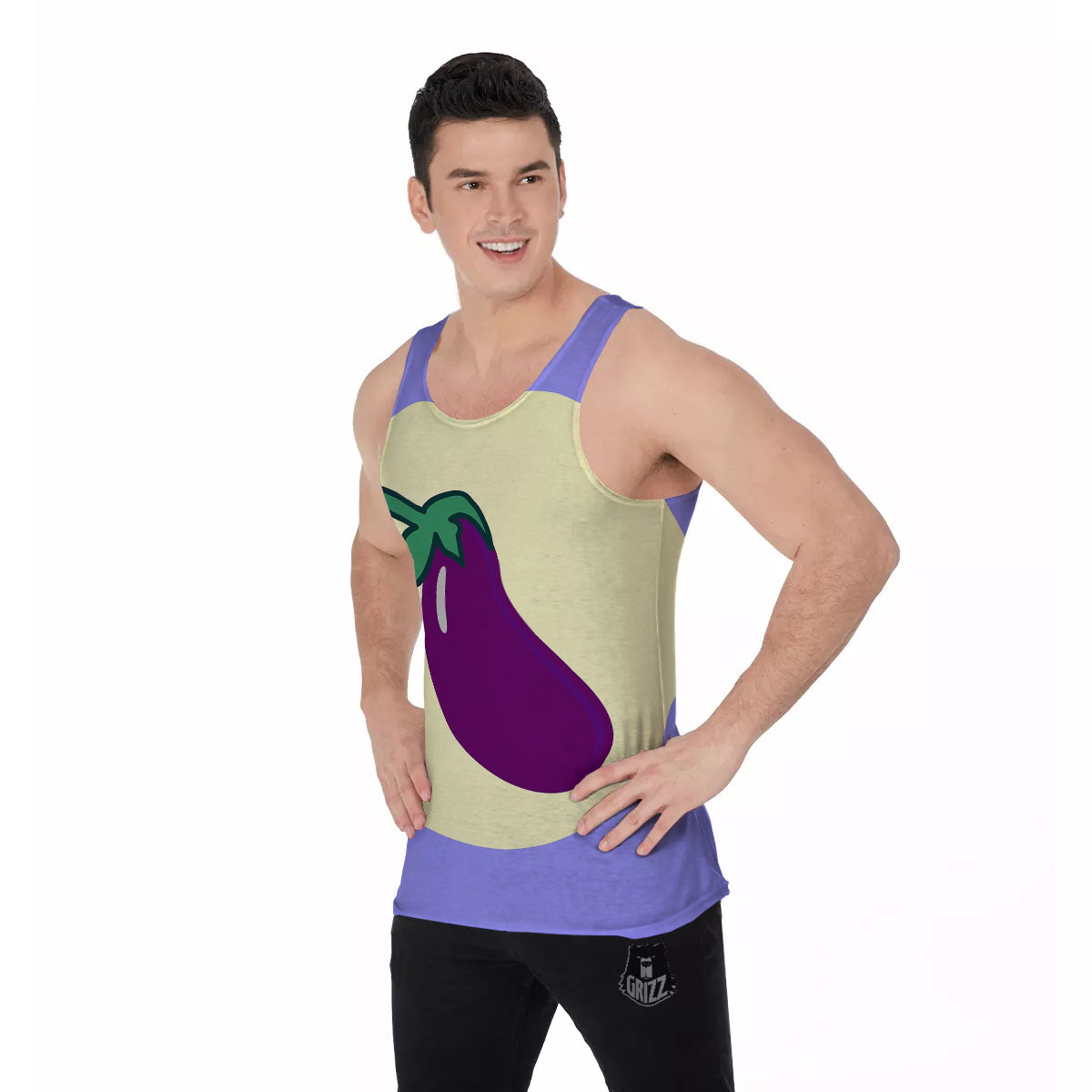Eggplant Print Men's Tank Top-grizzshop