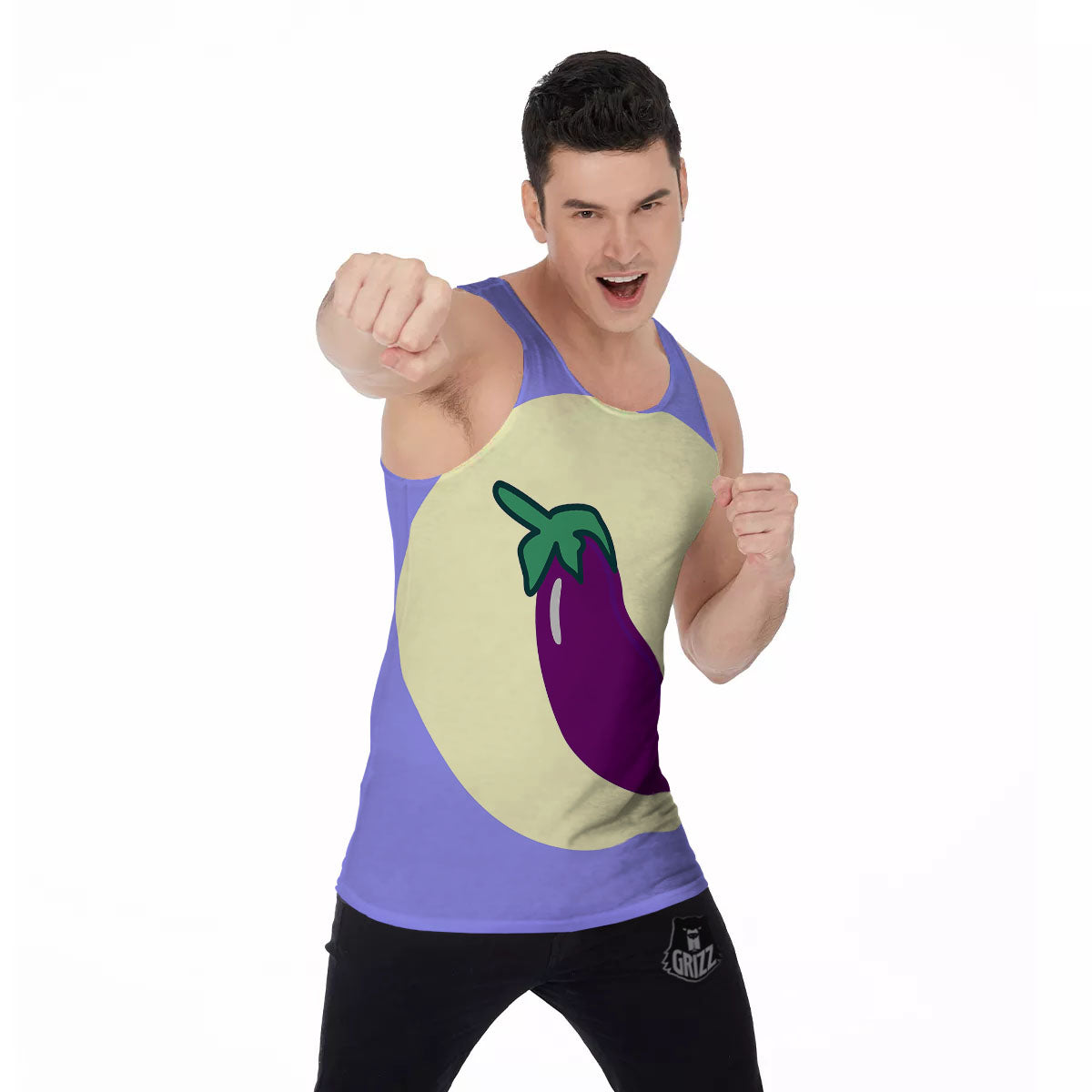Eggplant Print Men's Tank Top-grizzshop
