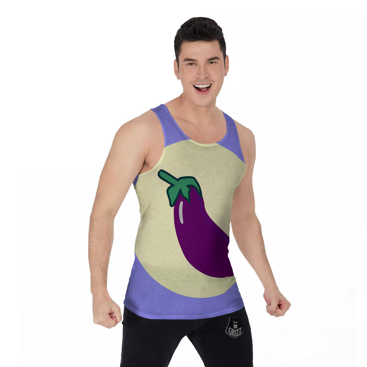 Eggplant Print Men's Tank Top-grizzshop