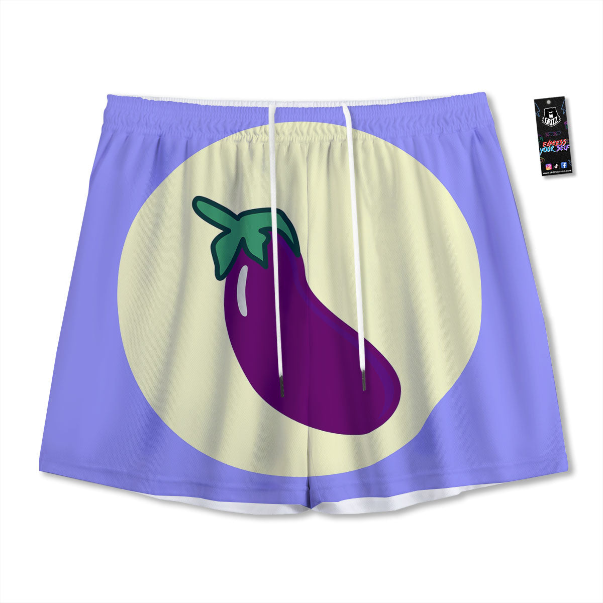 Eggplant Print Mesh Shorts