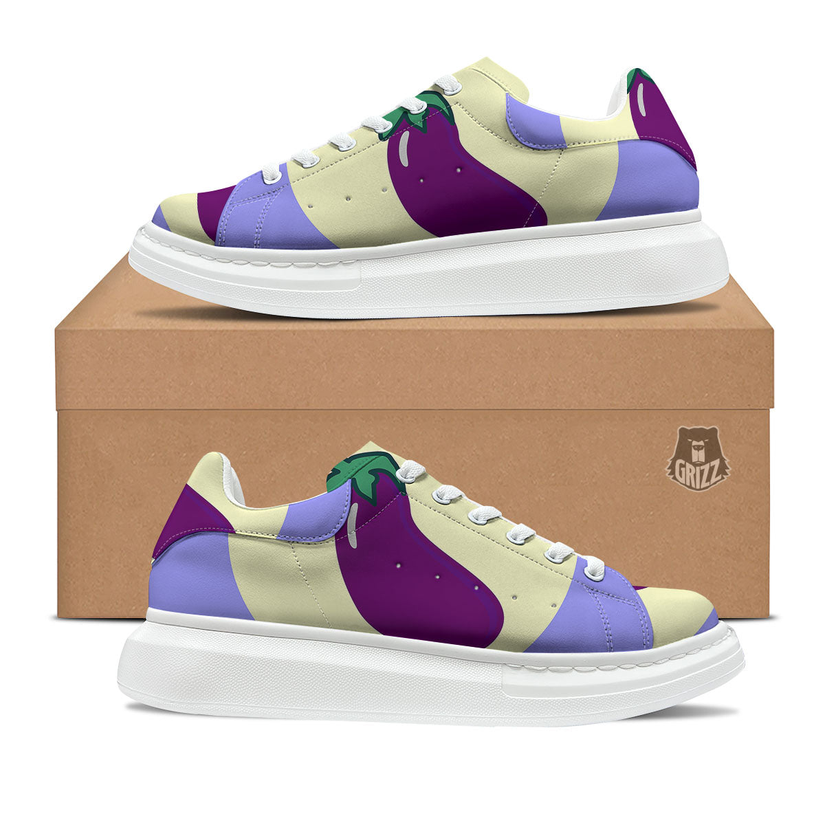Eggplant Print Platform Shoes-grizzshop