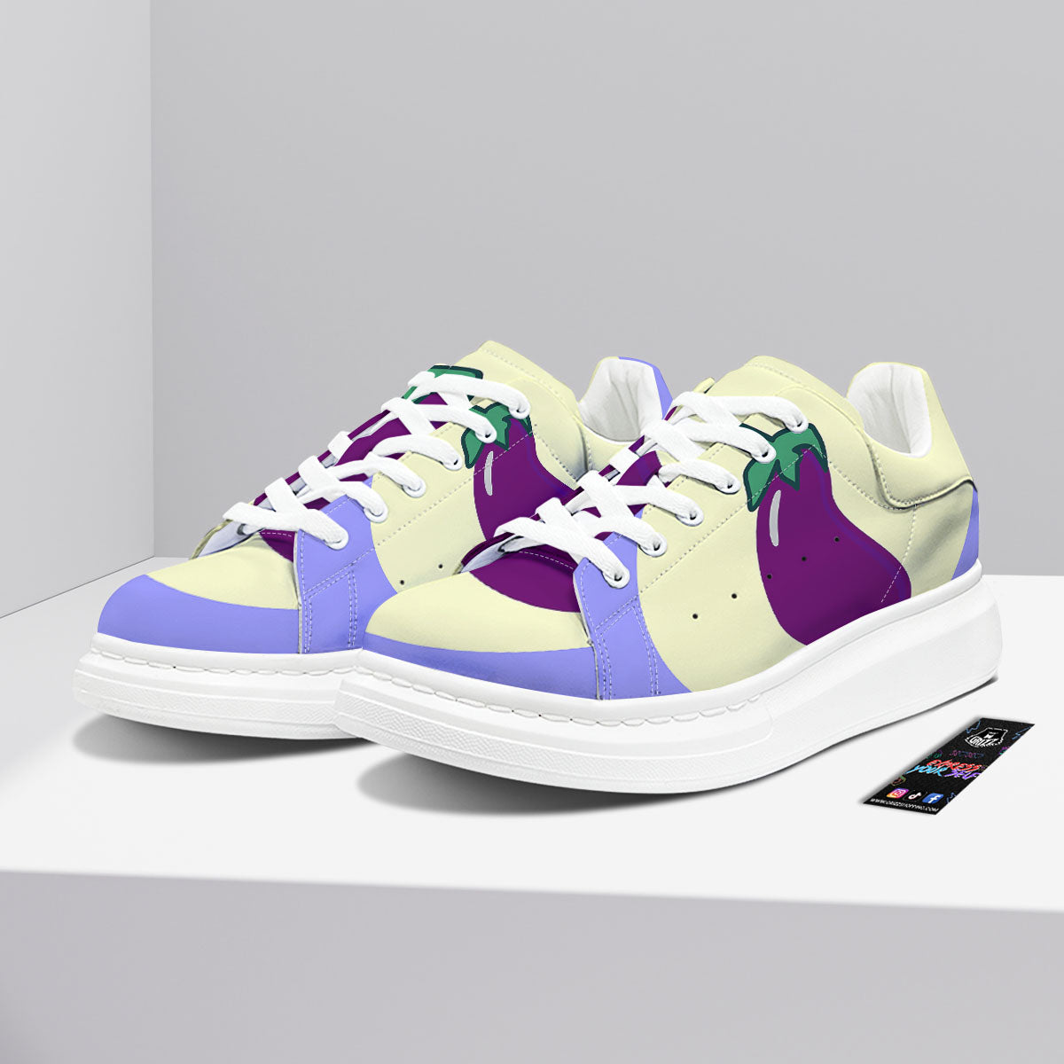 Eggplant Print Platform Shoes-grizzshop