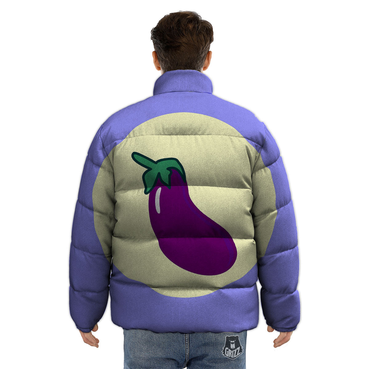 Eggplant Print Puffer Jacket-grizzshop