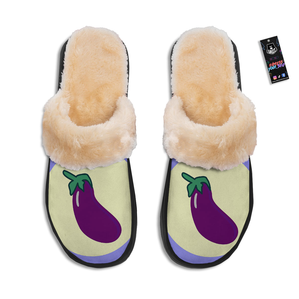 Eggplant Print Slippers-grizzshop