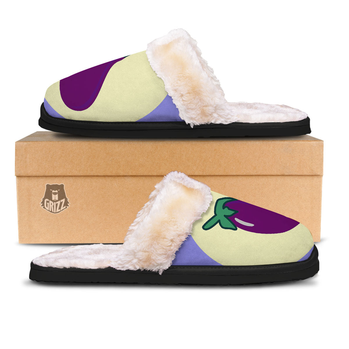 Eggplant Print Slippers-grizzshop