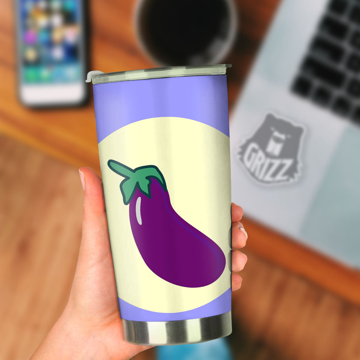 Eggplant Print Tumbler-grizzshop