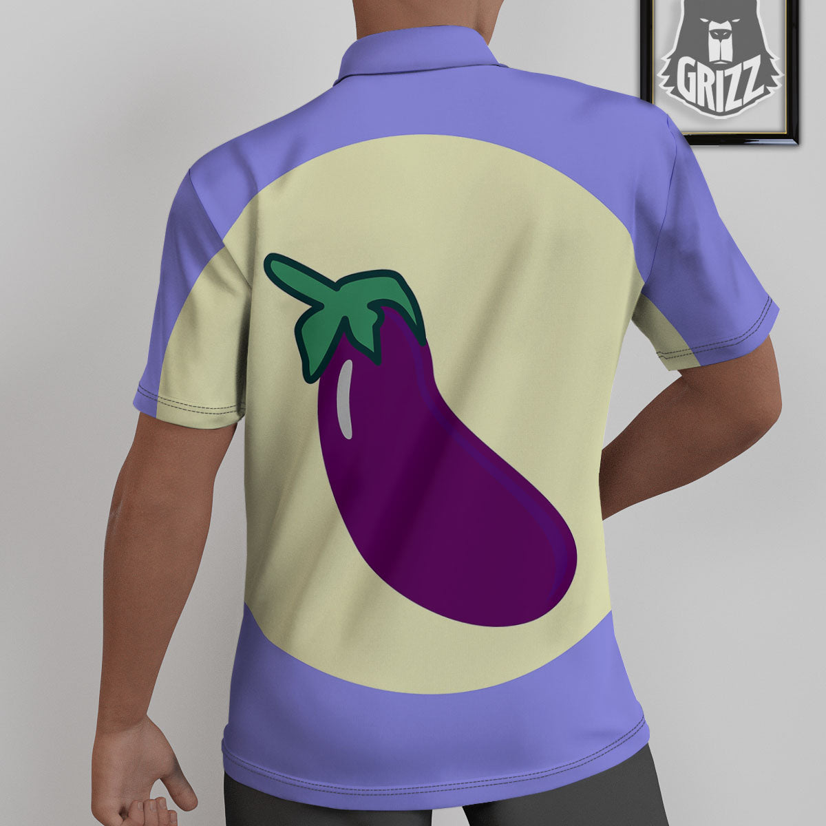 Eggplant Print Untucked Shirts-grizzshop