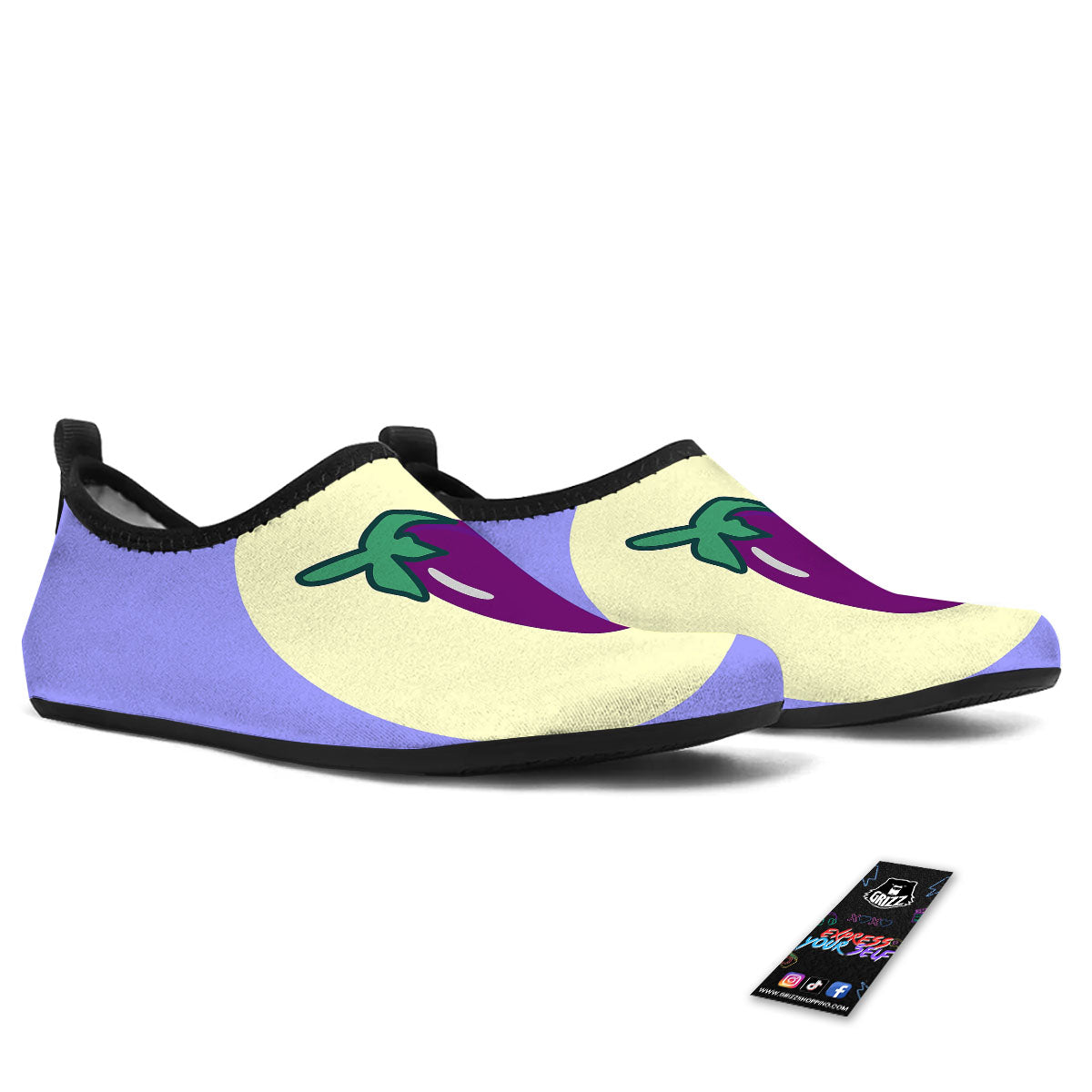 Eggplant Print Water Shoes-grizzshop