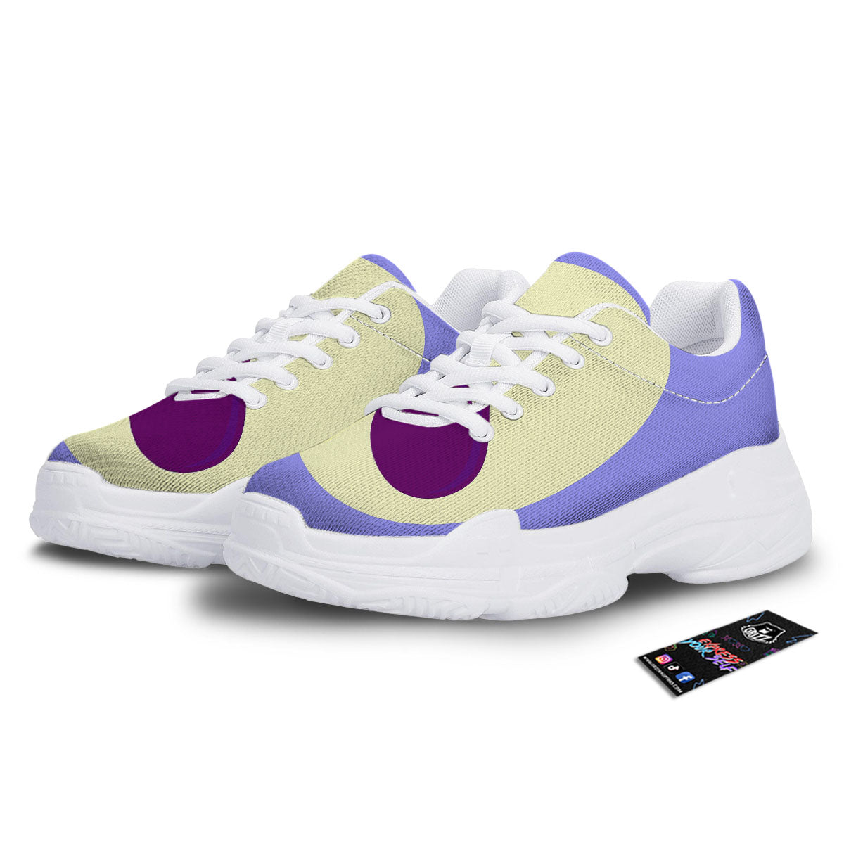 Eggplant Print White Chunky Shoes-grizzshop