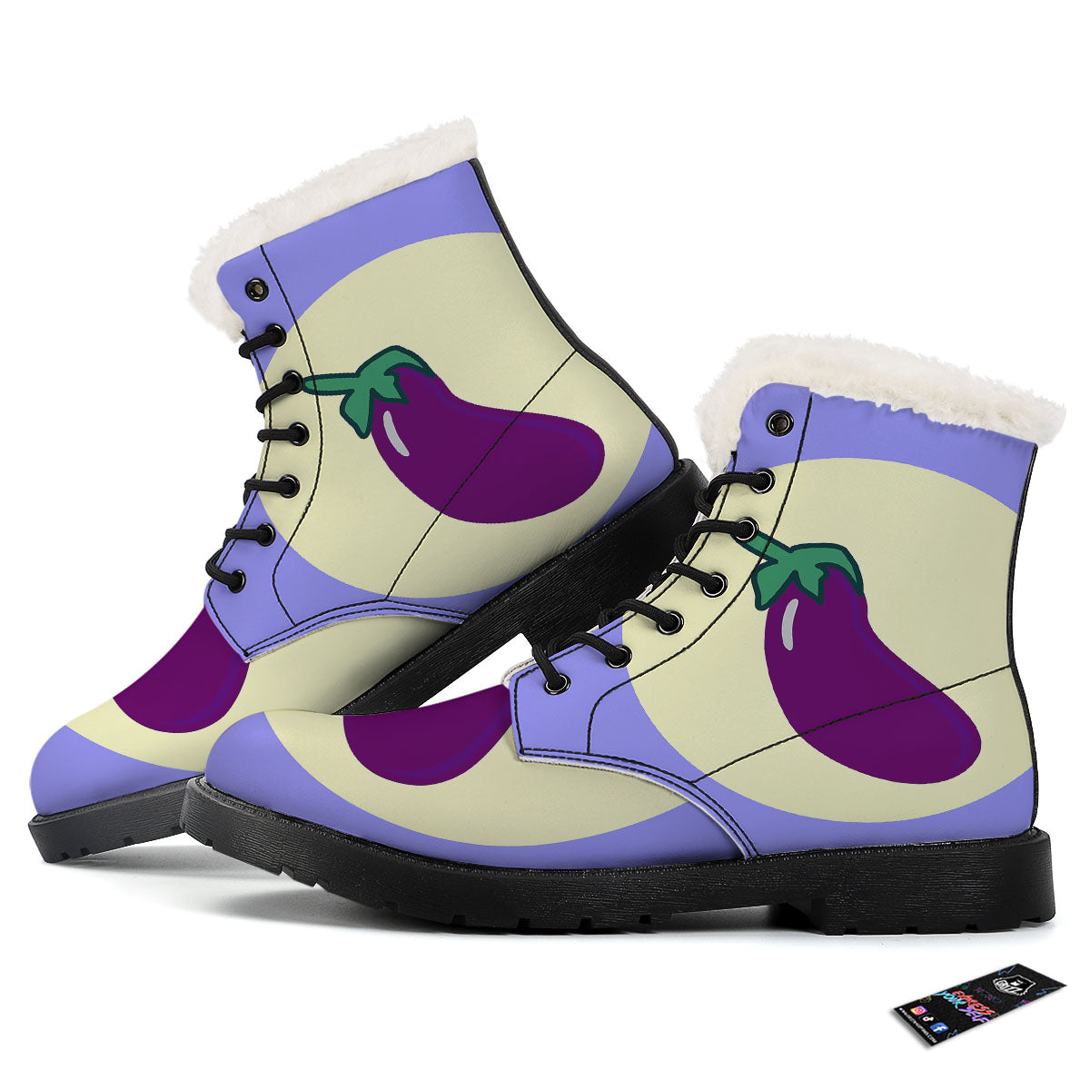 Eggplant Print Winter Boots-grizzshop