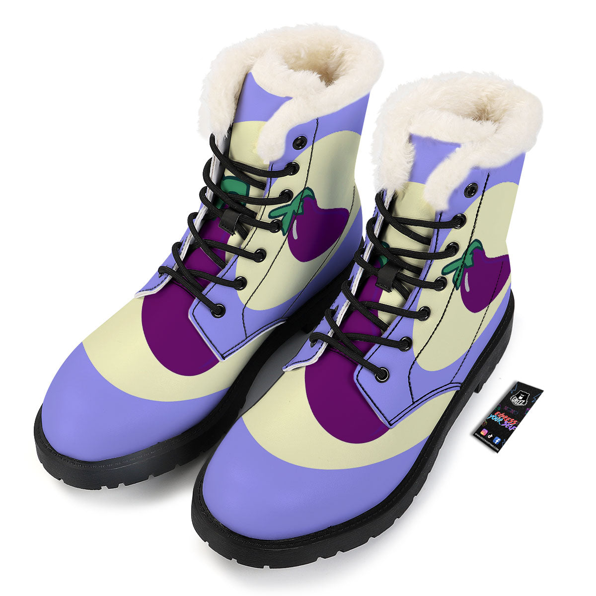 Eggplant Print Winter Boots-grizzshop