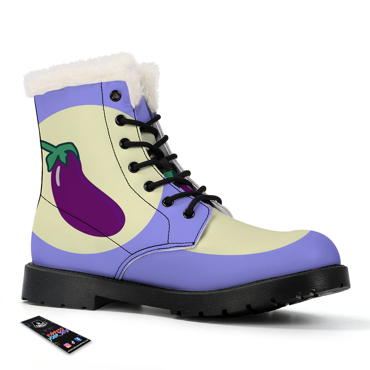 Eggplant Print Winter Boots-grizzshop