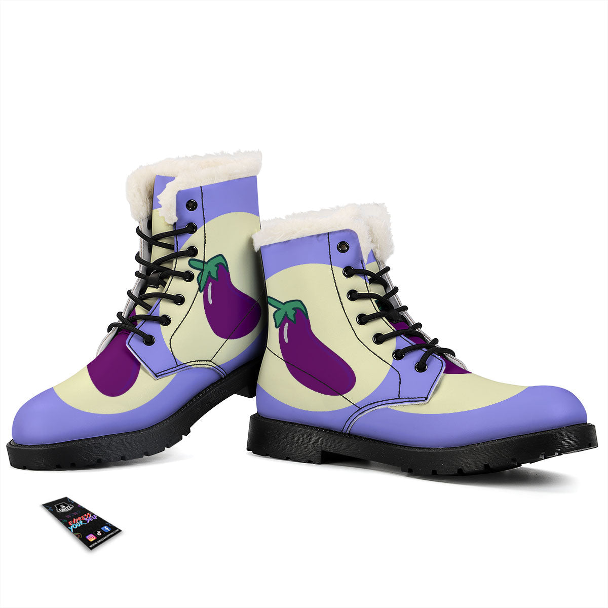 Eggplant Print Winter Boots-grizzshop