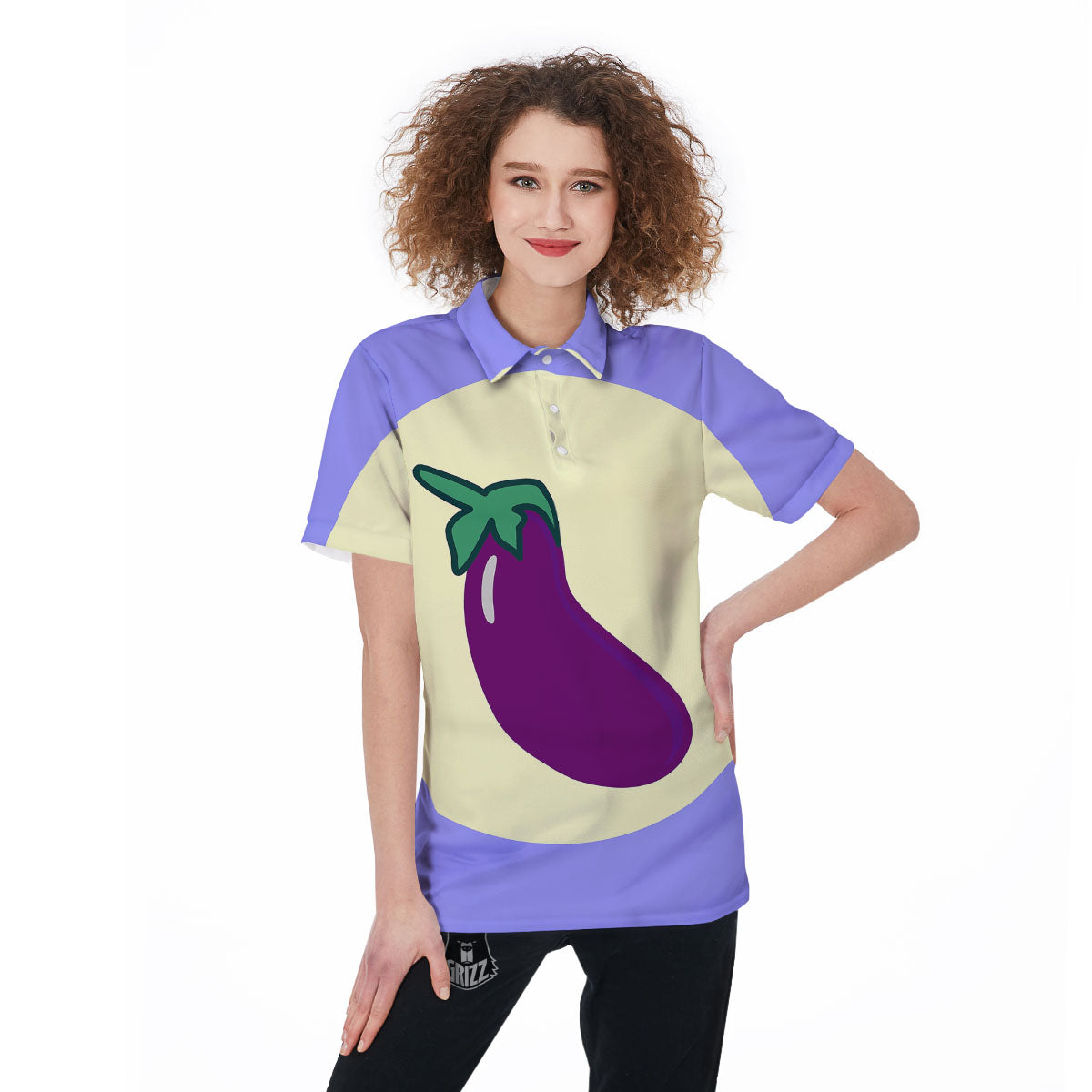 Eggplant Print Women's Golf Shirts-grizzshop