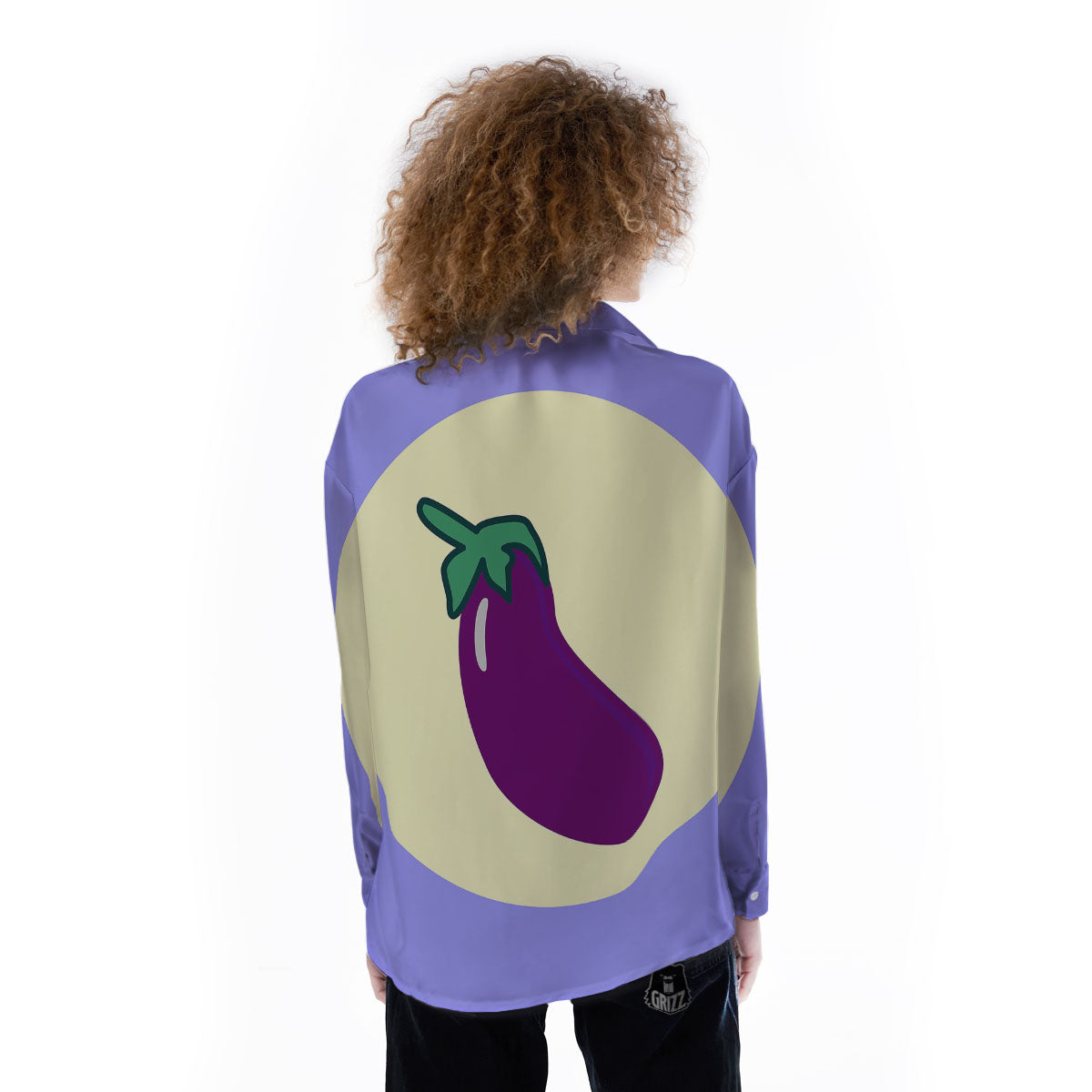 Eggplant Print Women's Long Sleeve Shirts-grizzshop