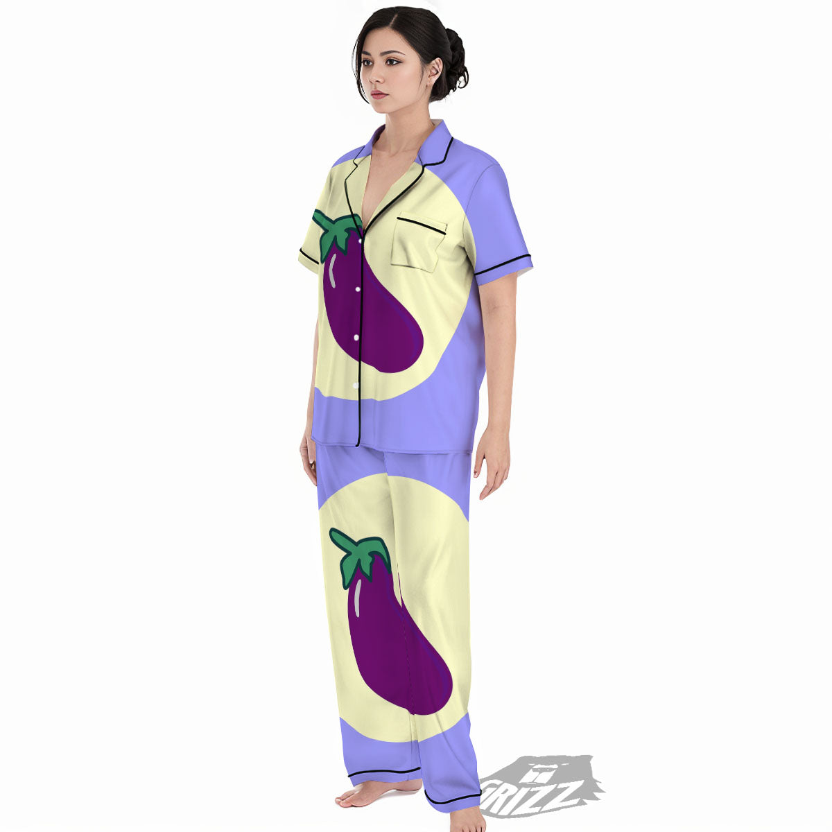 Eggplant Print Women's Pajamas Set-grizzshop