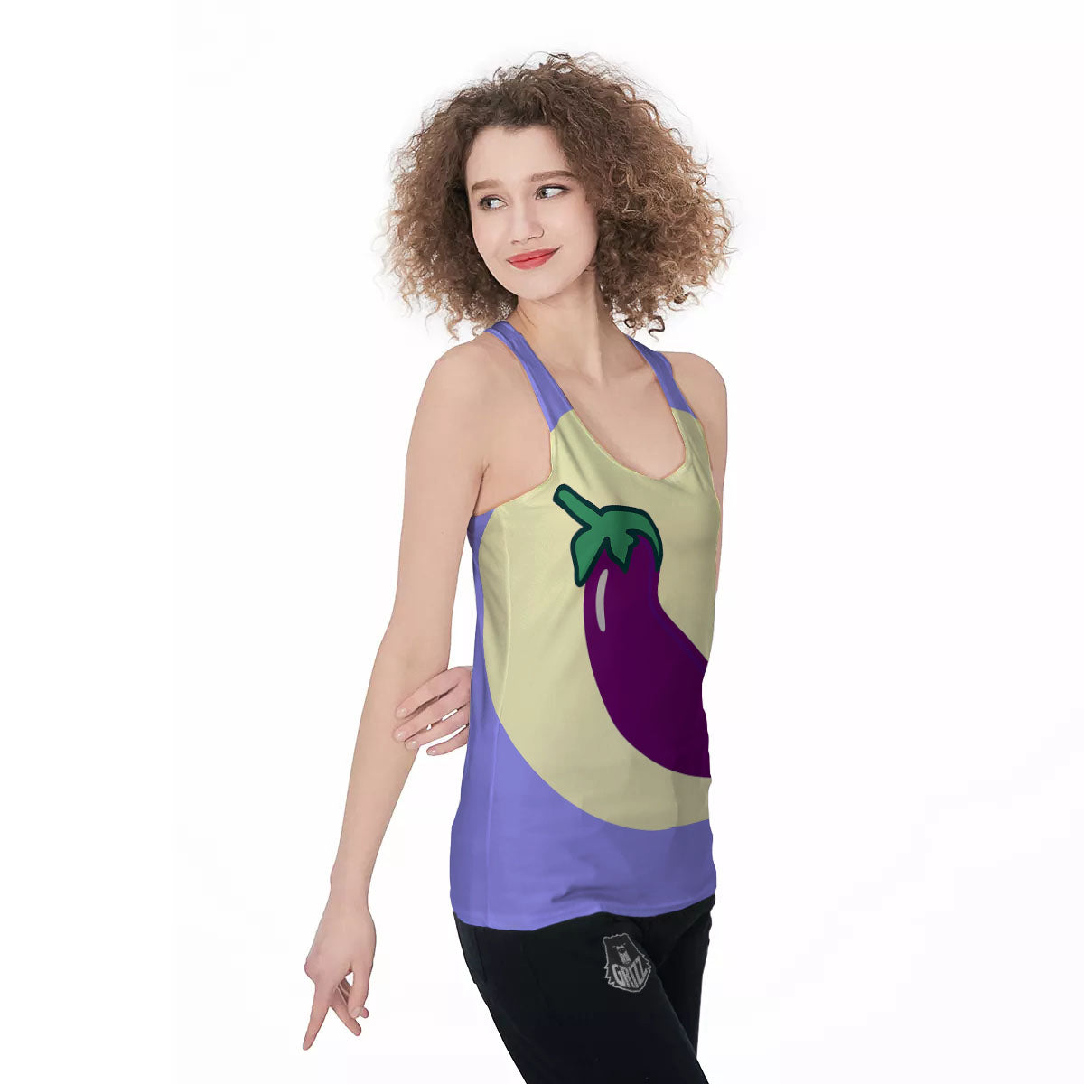Eggplant Print Women's Racerback Tank Top-grizzshop