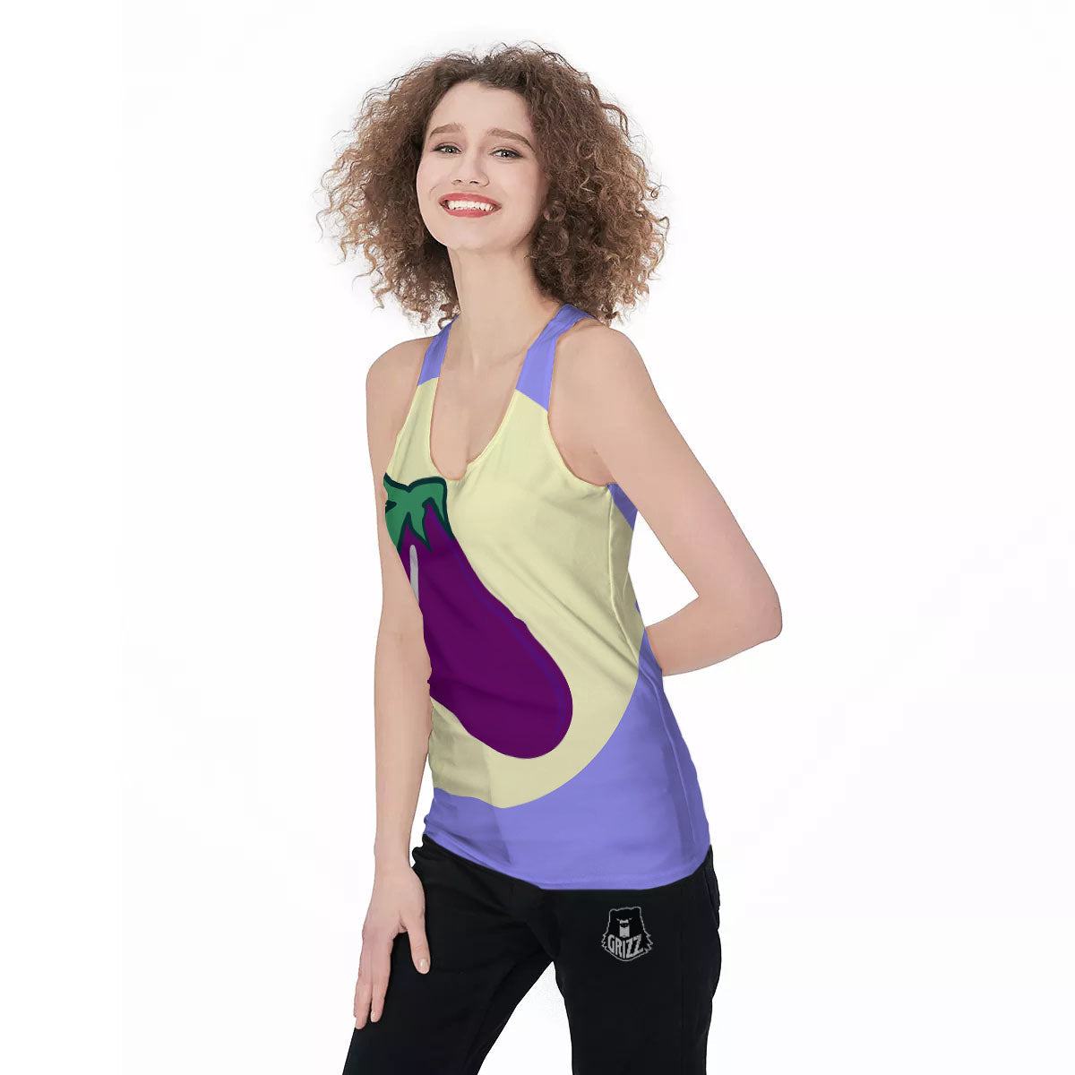 Eggplant Print Women's Racerback Tank Top-grizzshop