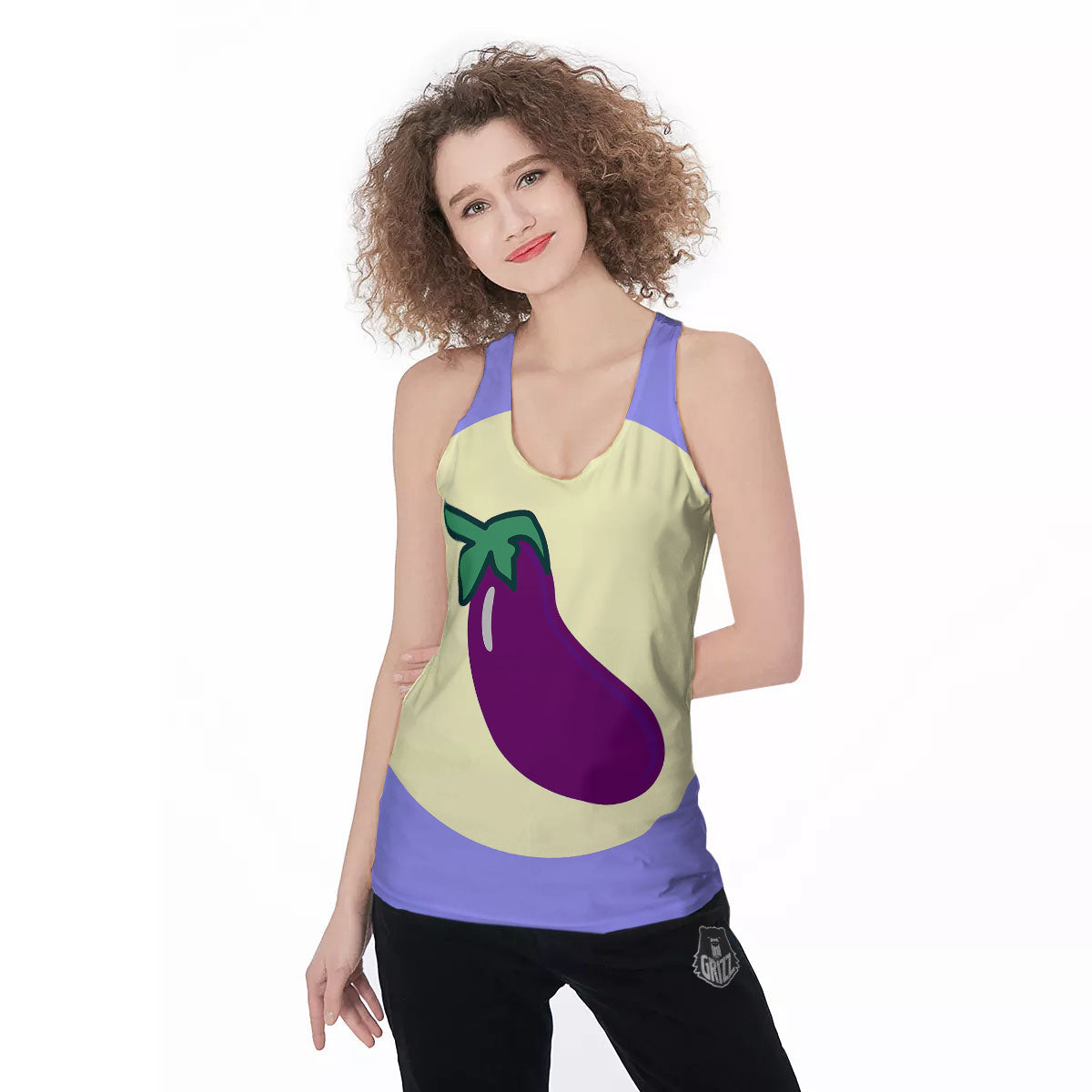 Eggplant Print Women's Racerback Tank Top-grizzshop