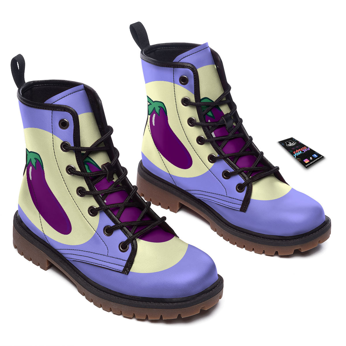 Eggplant Print Work Boots-grizzshop