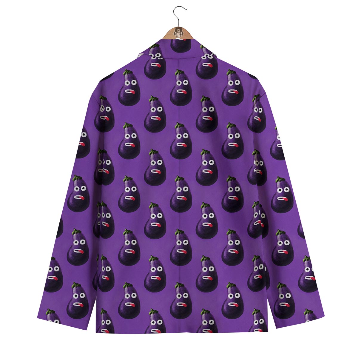 Eggplant Purple Funny Pattern Print Men's Blazer-grizzshop