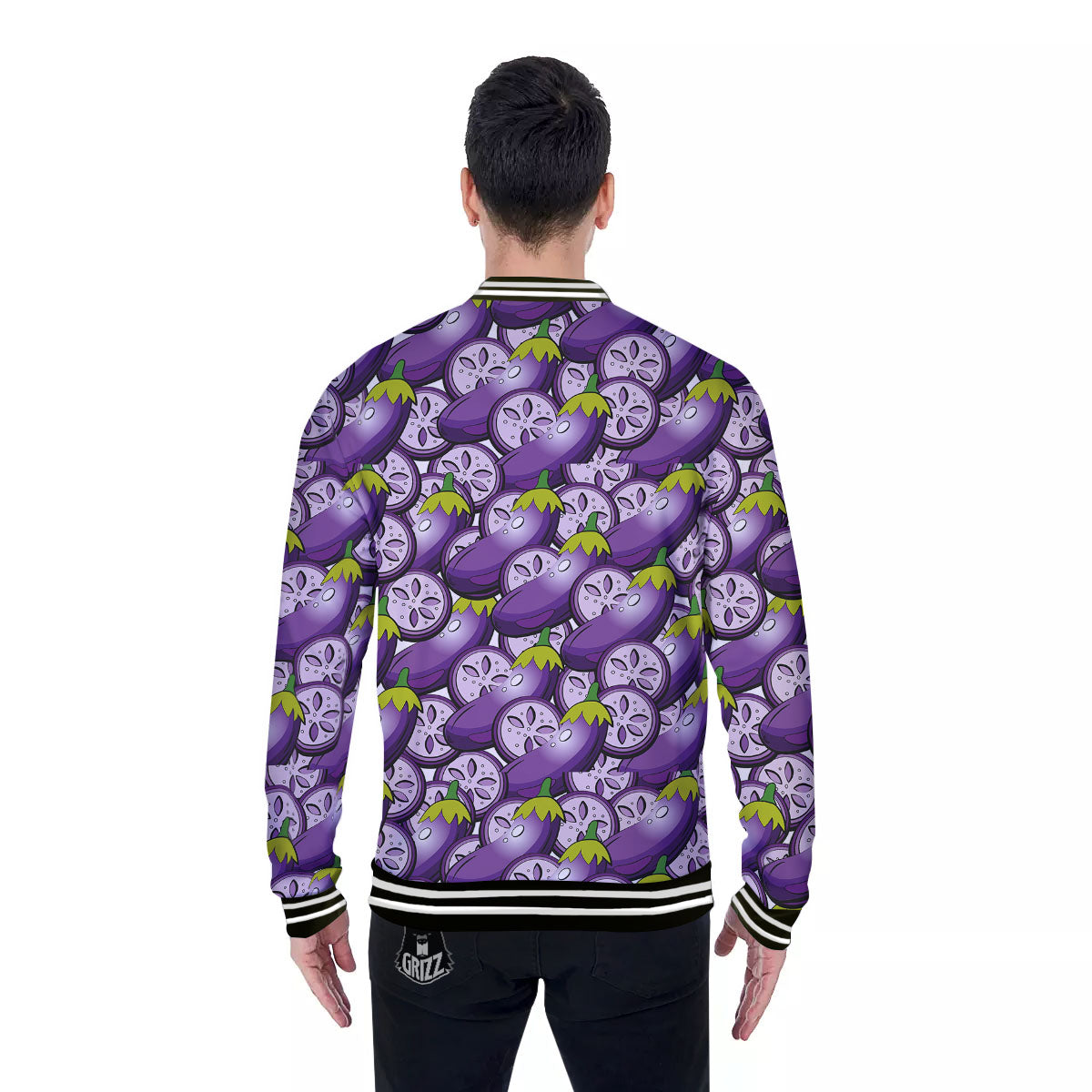 Eggplant Purple Print Pattern Baseball Jacket-grizzshop