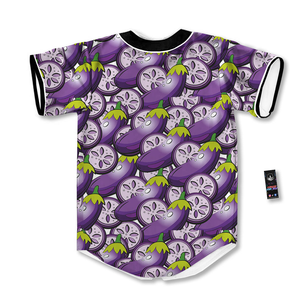 Eggplant Purple Print Pattern Baseball Jersey-grizzshop