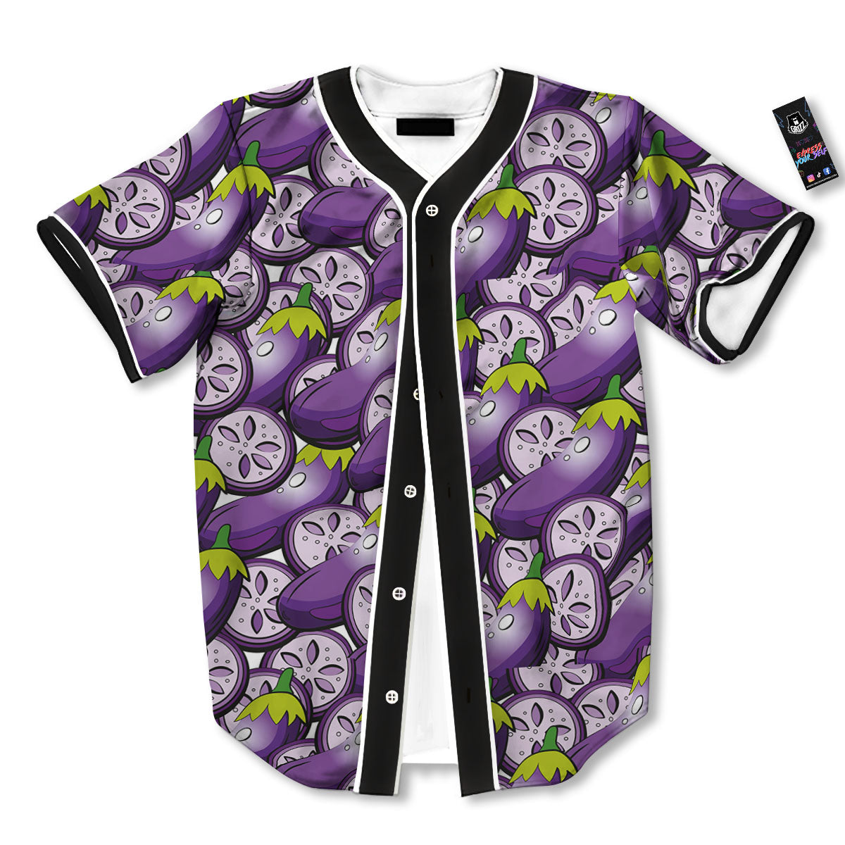 Eggplant Purple Print Pattern Baseball Jersey-grizzshop