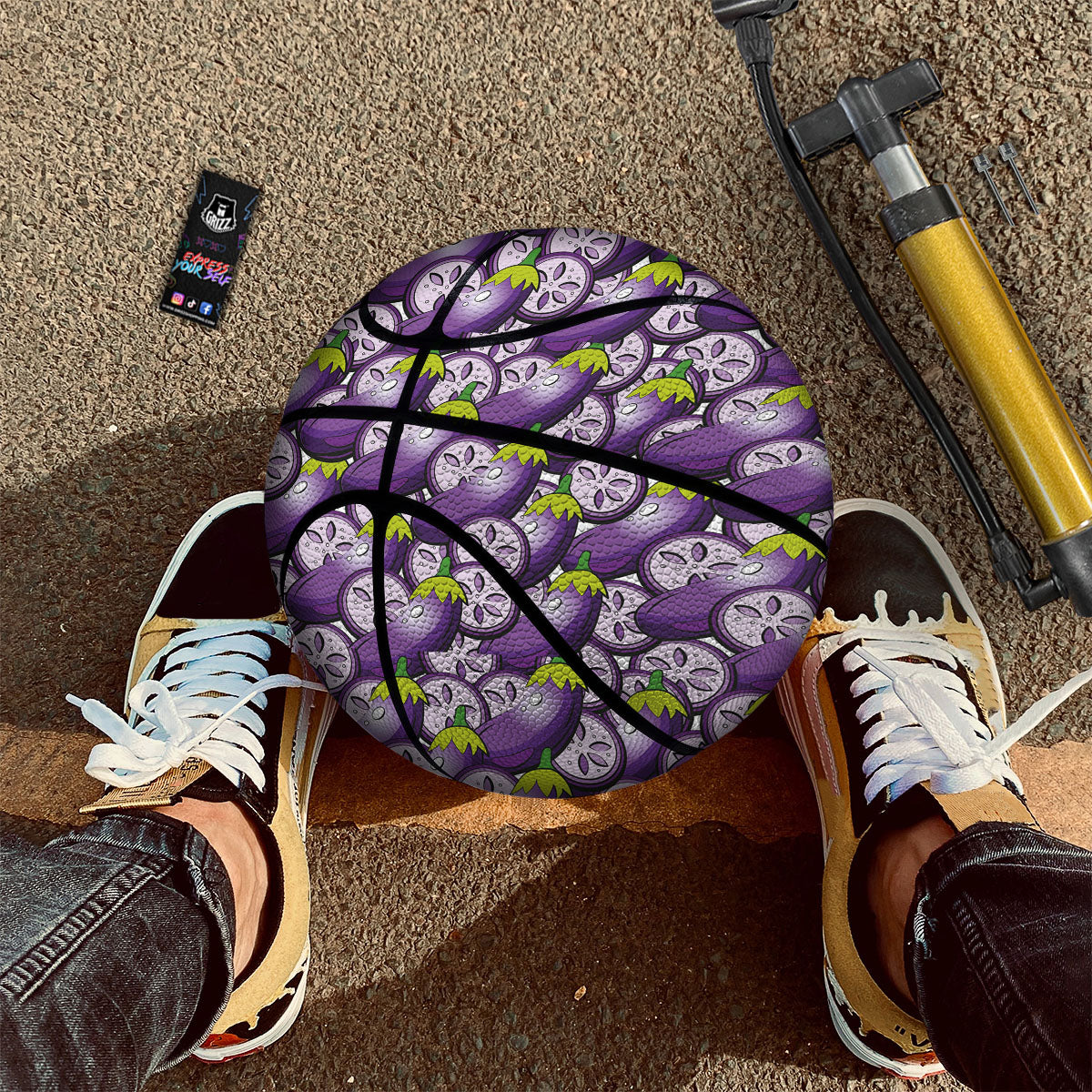 Eggplant Purple Print Pattern Basketball-grizzshop