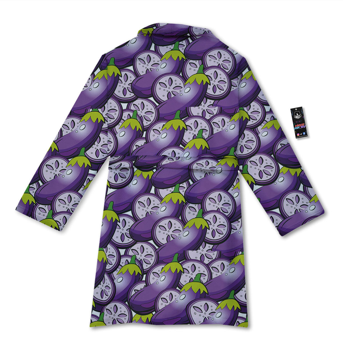 Eggplant Purple Print Pattern Bathrobe-grizzshop