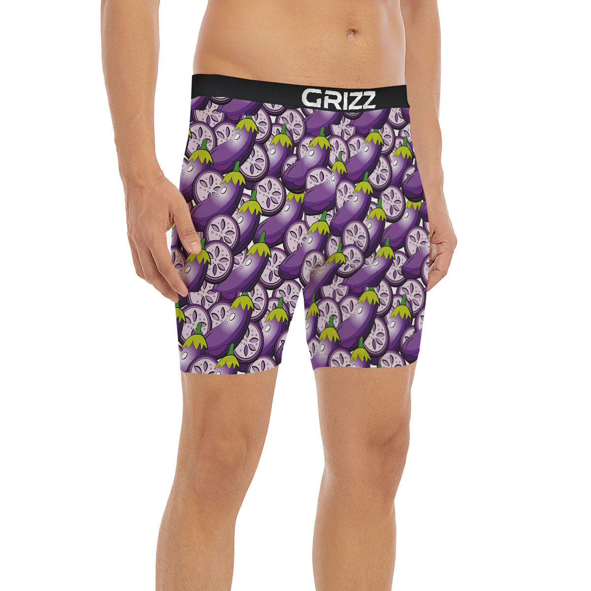 Eggplant Purple Print Pattern Boxer Briefs-grizzshop