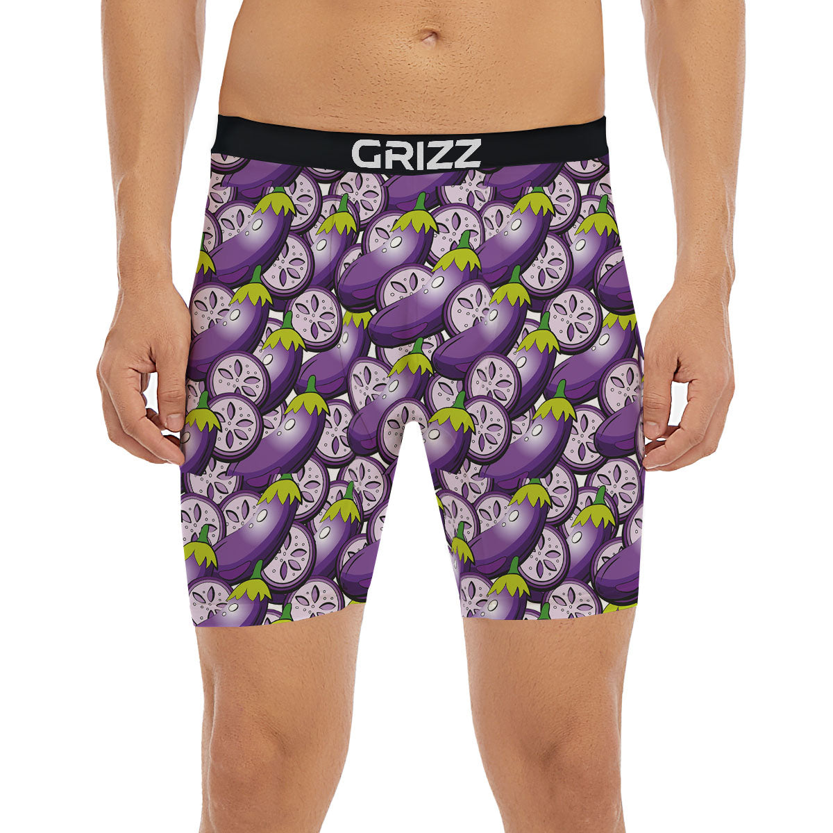 Eggplant Purple Print Pattern Boxer Briefs-grizzshop